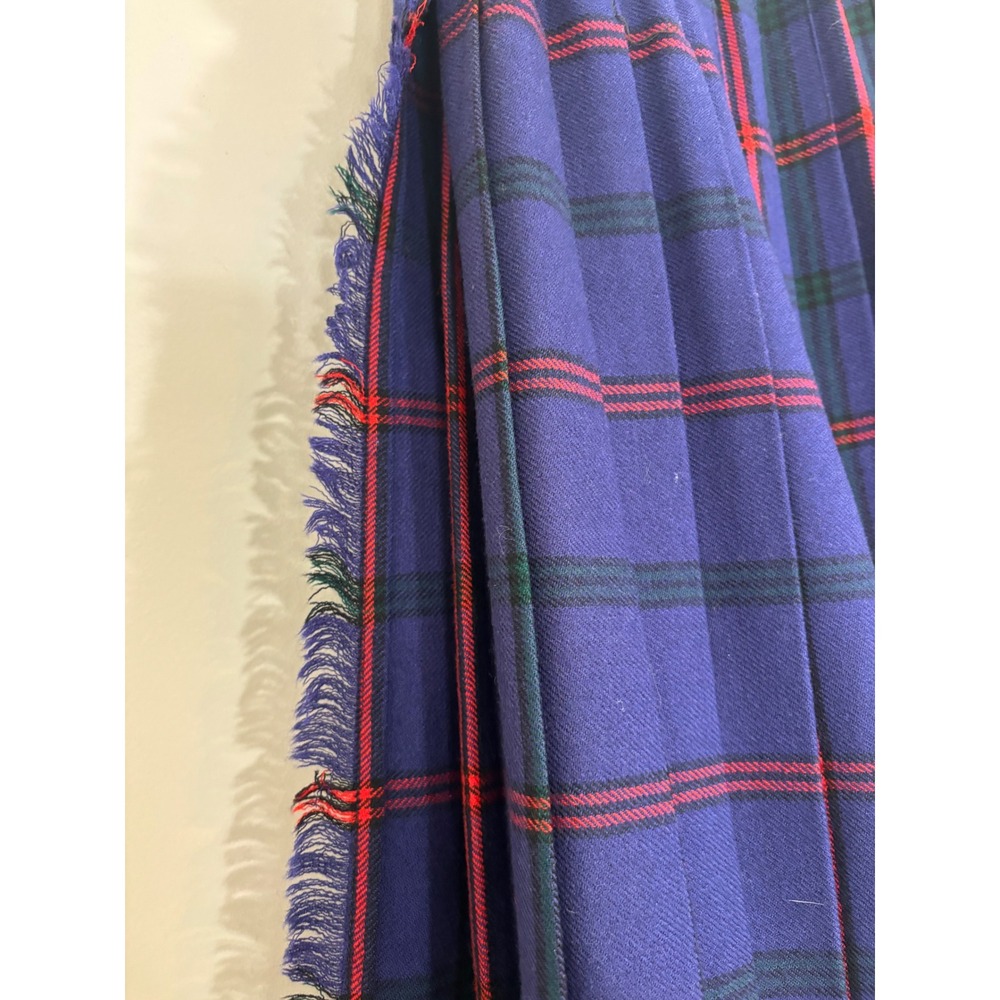 Loch Lomond Mill Vintage Scottish Wool Tartan Plaid Kilt Skirt Blue Red Green 0 - Picture 12 of 15